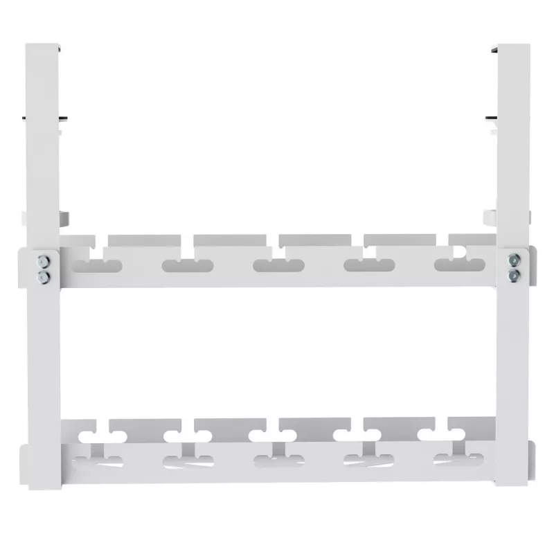 Under-desk cable organizer MACLEAN MC-104 W, 2-level steel tray, white, max load 5 kg, fits desk 0.5–5 cm