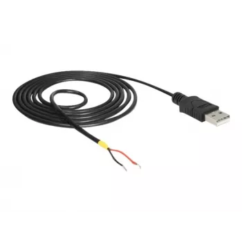 Delock Cable USB2.0 Type-A Plug > 2 x Bare Wire Ends - 1,5m - black (85664)