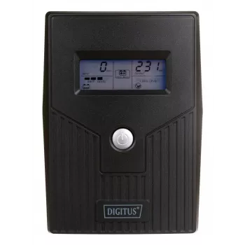 DIGITUS Line-Interactive UPS, 800VA/480W 12V/9Ah X1 Battery,2x CEE 7/7 Outlet,RJ-11,LCD (DN-170064-LCD)