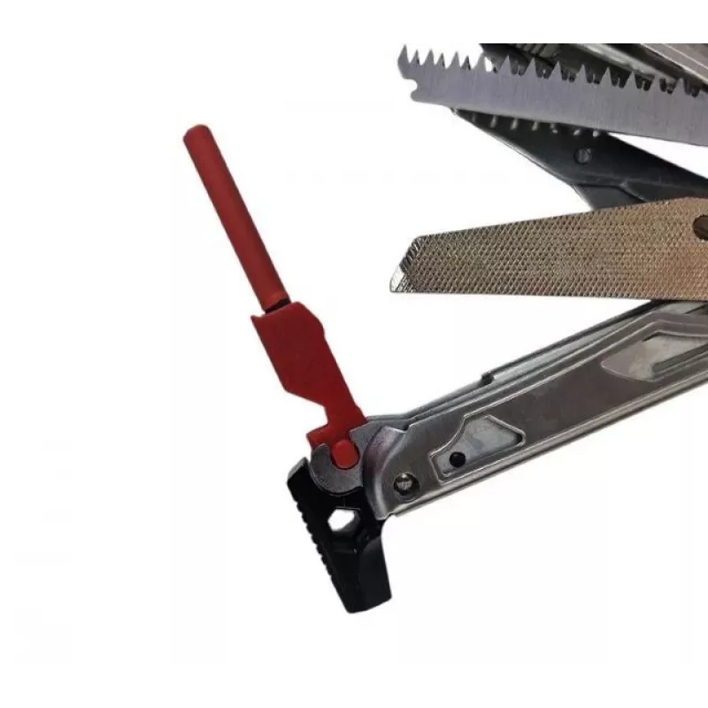 Multitool AZYMUT Giewon FS Fire Starter multitool with 19 tools, flint striker, whistle, belt sheath (H2038A)