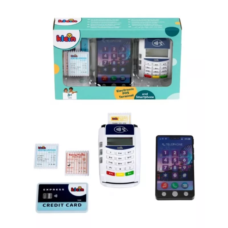 Play payment terminal toy KLEIN 172740 with smartphone accessory for role play sets