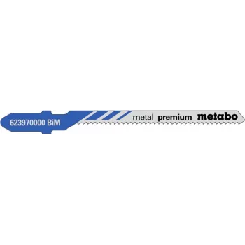 Jigsaw blade Metabo 623970000, bimetal, for sheet metal, working length 57 mm, tooth pitch 1.5 mm, max cutting thickness 1.25 mm, 5 pcs