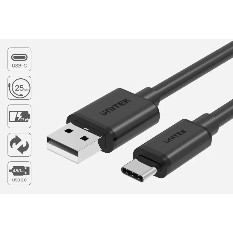 USB-C to USB-A data and charging cable Unitek C14067BK 1.5 m, black, male USB-C to male USB-A