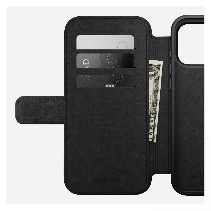 Mobile phone folio Nomad Modern Leather Folio cover for iPhone 17 Pro Max — Tan, fits up to 17.5 cm (6.9 inch) screen, 4 card pockets