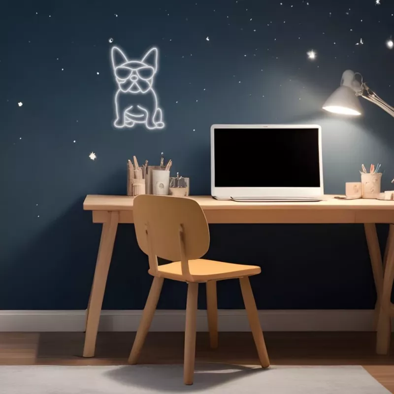 Neon light MANTA Manta SNL66WH French Bulldog White — decorative LED neon sign shaped like a French bulldog