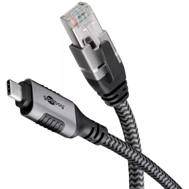 Goobay 70755 USB-C to RJ45 Ethernet CAT 6 Cable for Stable Wired Internet Connection with Router/Modem/Network Switch/Replaces USB to RJ45 Adapter / 1