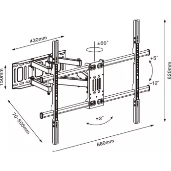 TV mount TB TB-854 for TVs up to 100 in, max 65 kg, VESA 800×600
