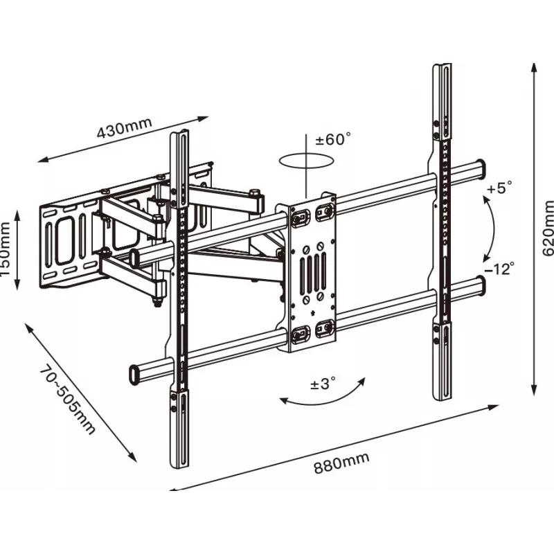 TV mount TB TB-854 for TVs up to 100 in, max 65 kg, VESA 800×600