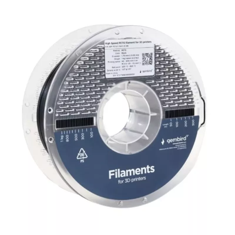 3D printing filament Gembird PETG 1.75 mm Black 1 kg