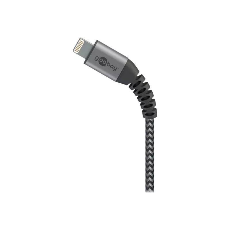 USB-A to Lightning cable GOOBAY 2 m, textile jacket, 3.3 mm diameter, Space Grey/Silver