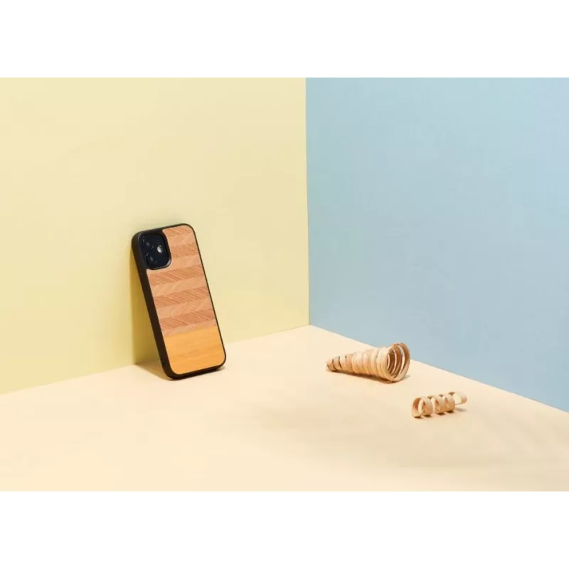 Phone case Man and Wood for iPhone 12 mini, herringbone arancia black