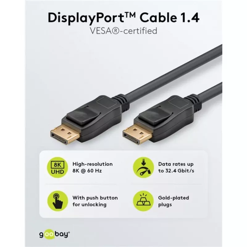 DisplayPort cable Goobay 74779 3 m Black G-Sync FreeSync