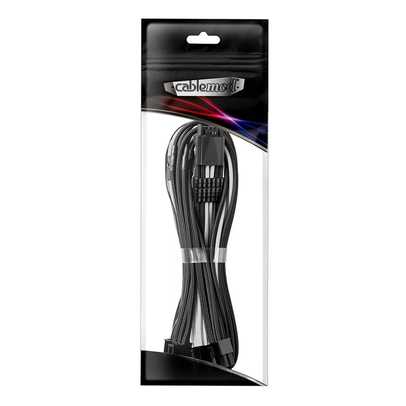 CableMod C-Series PRO ModMesh Sleeved 12VHPWR StealthSense - Power Cable Kit - Black/White (CM-PCSR-16P3-N60KKW-5PK-R)