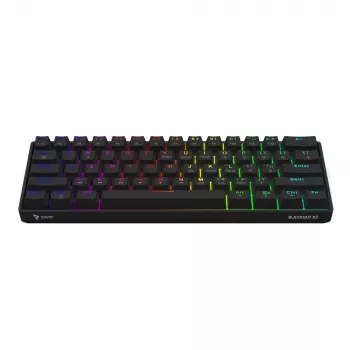 Mechanical gaming keyboard SAVIO BLACKOUT X2 PEACH — 61-key 60% QWERTY, RGB LED, hot-swap, USB Type-A/Type-C, detachable cable