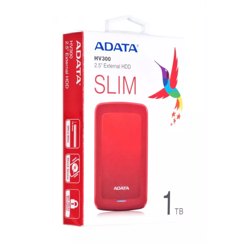 ADATA HV300 external hard drive 1 TB 2.5 inch USB 3.2 Gen 1 (3.1 Gen 1) Red