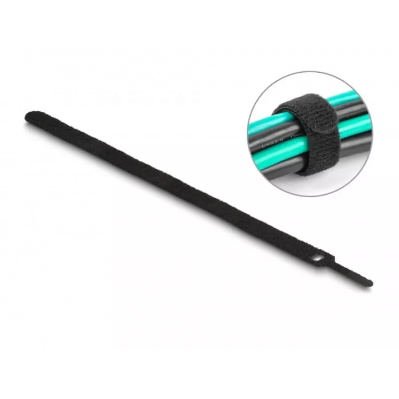 Hook & loop cable tie DeLOCK 19075 300x12mm black 10 pieces