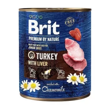 Wet dog food Brit Premium by Nature Junior Turkey with Liver 800 g – complete meal for puppies, grain-free, 78% moisture