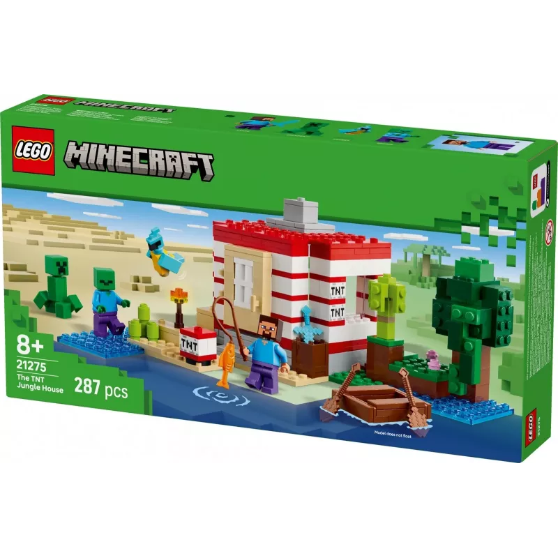 Construction toy LEGO Minecraft set 21275 TNT Jungle House, 287 pieces, 2 minifigures, age 8+