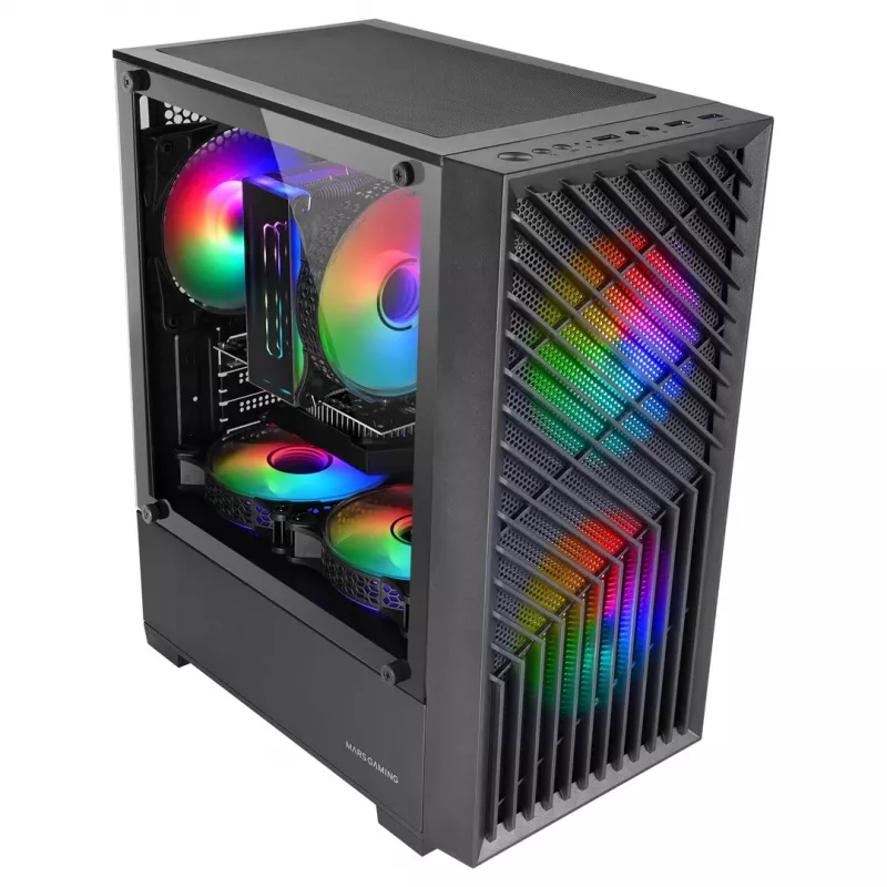PC Case TACENS Mars Gaming MC-VORTEX Mini Tower Mini-ITX/Micro-ATX Tempered Glass Black, 3x120mm, 27.3 cm GPU, 162 mm CPU cooler