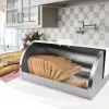 Bread loaf container Maestro MR-1676-WHITE, stainless steel hinge lid, white, 385×255×190 mm
