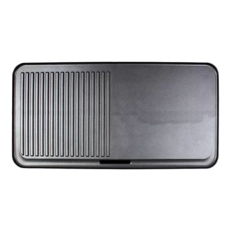 Electric Table Grill Rommelsbacher BBQ 2003 — 1900 W, 50×25 cm, ribbed + Teppanyaki, adjustable thermostat, silver/black