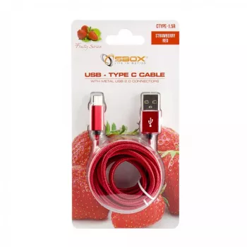 Sbox USB->Type-C M/M 1.5m CTYPE-1.5R Strawberry Red