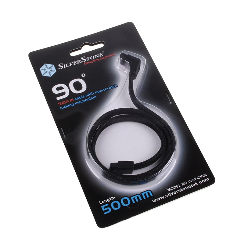 SilverStone SATA III Cable 50cm angled / straight - sleeved black