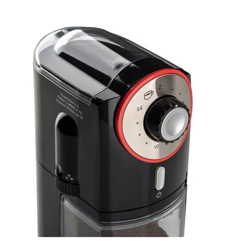 Coffee grinder ETA Perfetto ETA006890000 — 100 W motor, 200 g bean container, up to 14 cups, lid safety switch, black