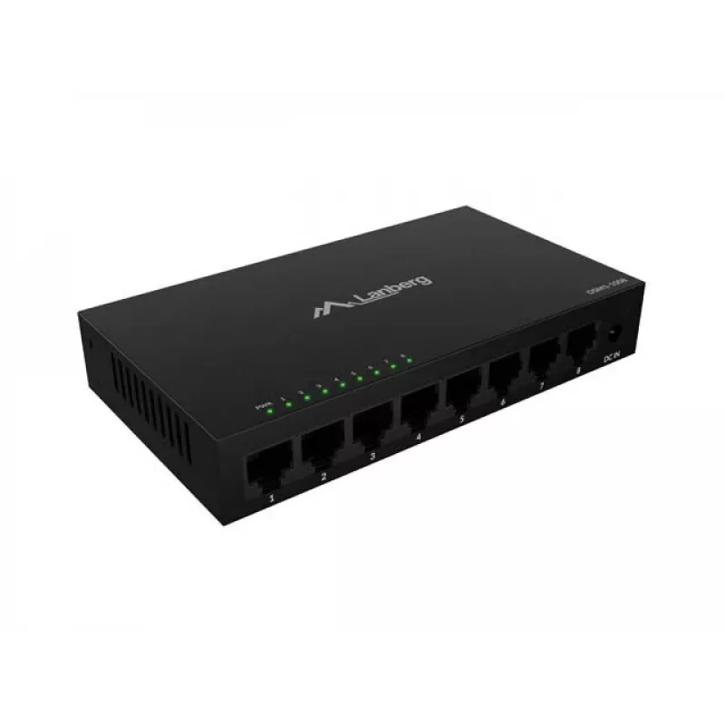 Network switch LANBERG DSM1-1008 8x 1 Gb/s unmanaged Gigabit Ethernet desktop 12V metal housing