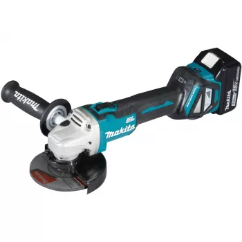 Cordless angle grinder DGA511RTJ 18Volt blue black 2x Li-ion battery 5.0Ah in MAKPAC size 2