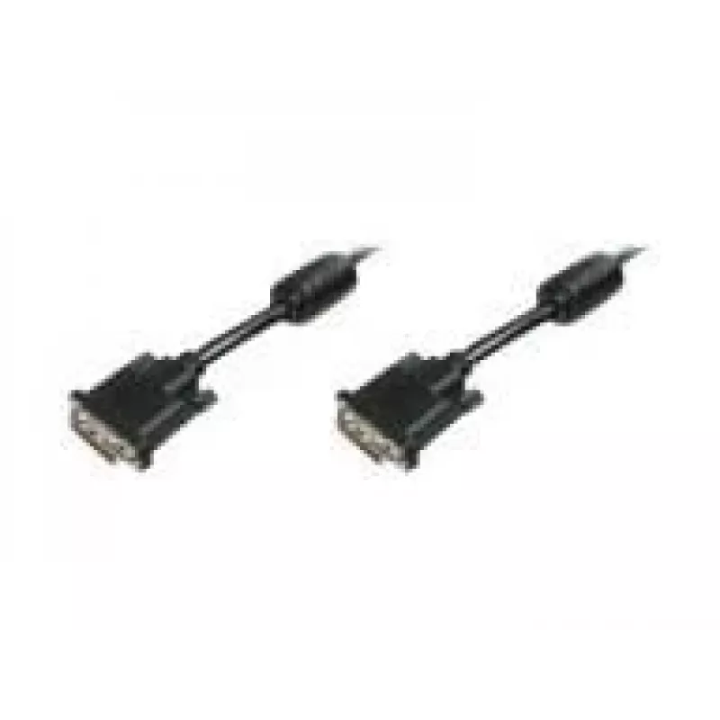 DIGITUS - DVI-Cable - Dual Link - DVI-D (M) - DVI-D (M) - 5,0m - Moulded, Thumbscrews - Black (AK-320101-050-S)