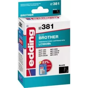 EDDING printer cartridge EDD-381 14 ml for Brother LC980 black REMAN