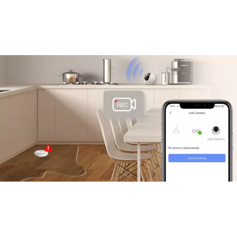 Water detector EZVIZ T10C Sensmitter Wireless IP67 White, CR123A battery, 2400 MHz, 200 m range