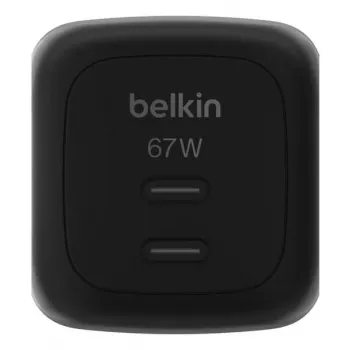 AC indoor fast charger Belkin WCH020kqBK, 2× USB-C, universal compatibility, power protection, black