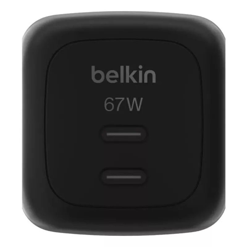 AC indoor fast charger Belkin WCH020kqBK, 2× USB-C, universal compatibility, power protection, black
