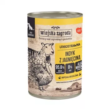 Wet dog food wiejskazagroda Turkey with lamb 400 g, grain-free, gluten-free, complete feed