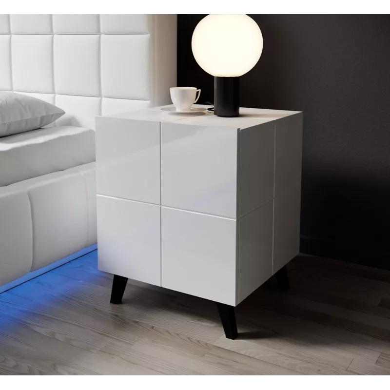 Cama bedside table REJA white gloss/white gloss