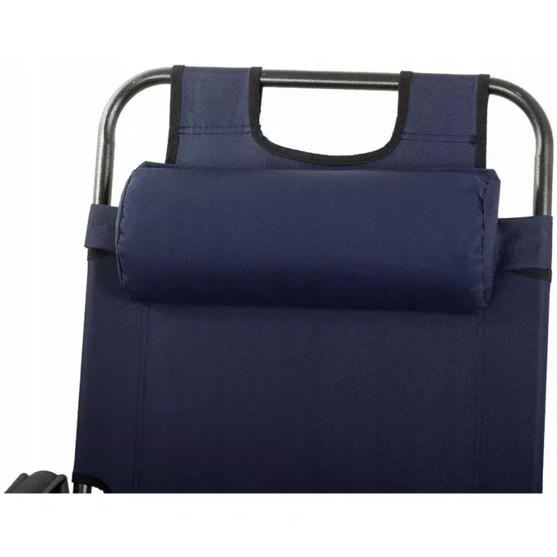 Folding Garden Recliner with Cushion Black Forest, Navy Blue