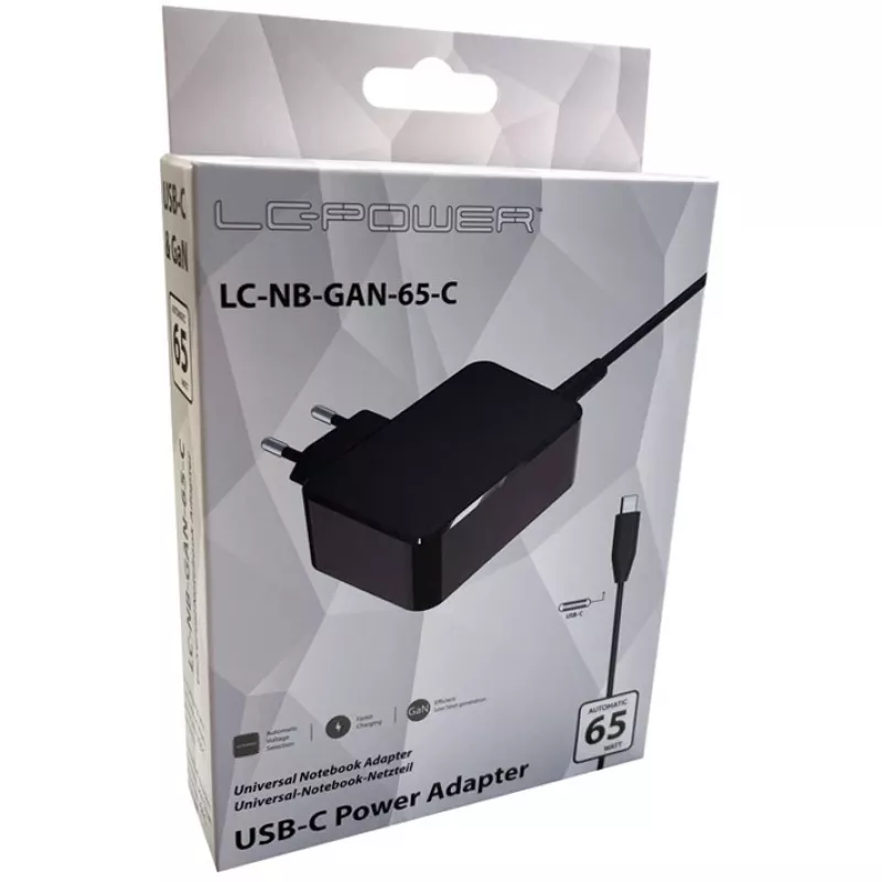 Mobile device charger LC-Power LC-NB-GAN-65-C Laptop Black AC Indoor