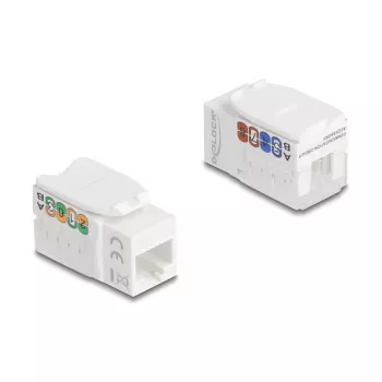 Keystone module DELOCK 90720, flat RJ-45, white, 16.8×32.6×19.6 mm