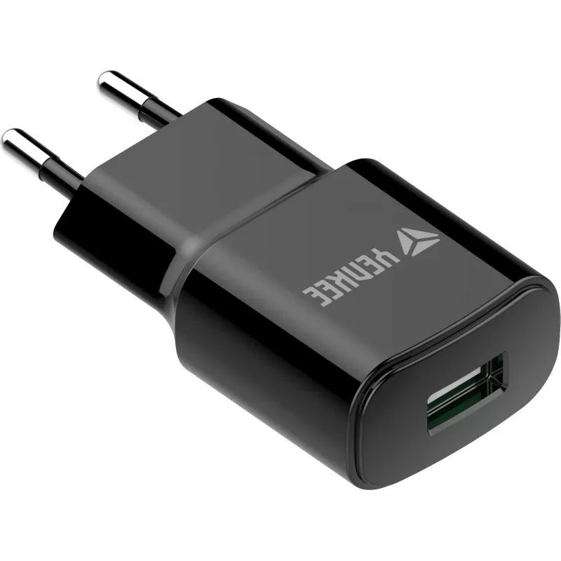 Mains USB-A Charger YENKEE YAC 2013BK — 12W, 2.4A output