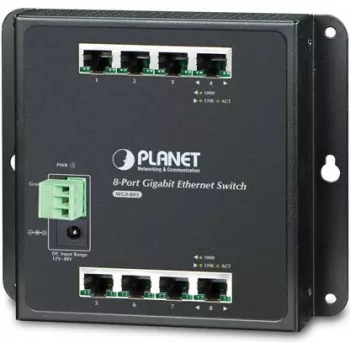 PLANET WGS-803 - Switch - unmanaged + 8 x 10/100/1000 - DIN rail mountable, wall-mountable - DC (WGS-803)