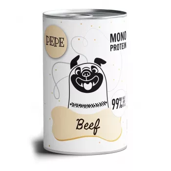 Wet dog food PAKA ZWIERZAKA Pepe Beef 400 g — complete canned food for adult dogs, 86% moisture