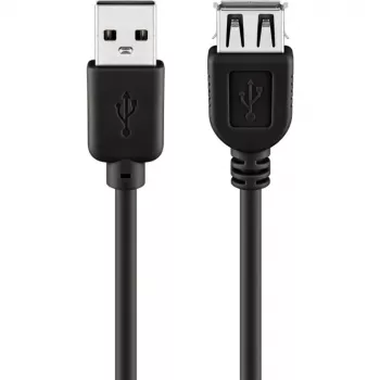 Wentronic Goobay USB 2.0 Hi-Speed Extension Cable, Black, 5 m - USB 2.0-Plug (Type A) > USB 2.0-Socket (Type A) (68905)