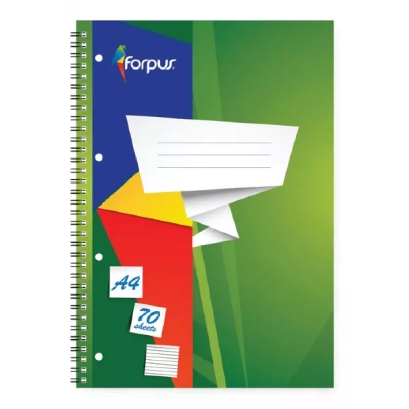Exercise book with spiral Forpus, A4/70, lined, soft cover 0722-022