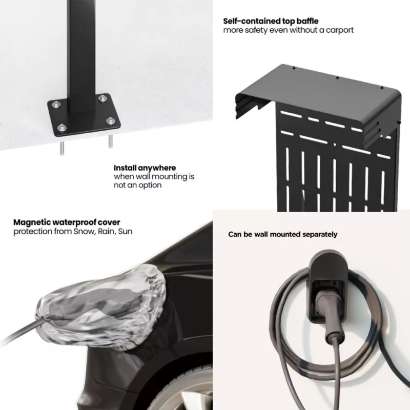 Outdoor stand for EV and PHEV car chargers Maclean, steel, 15kg max, MCE456