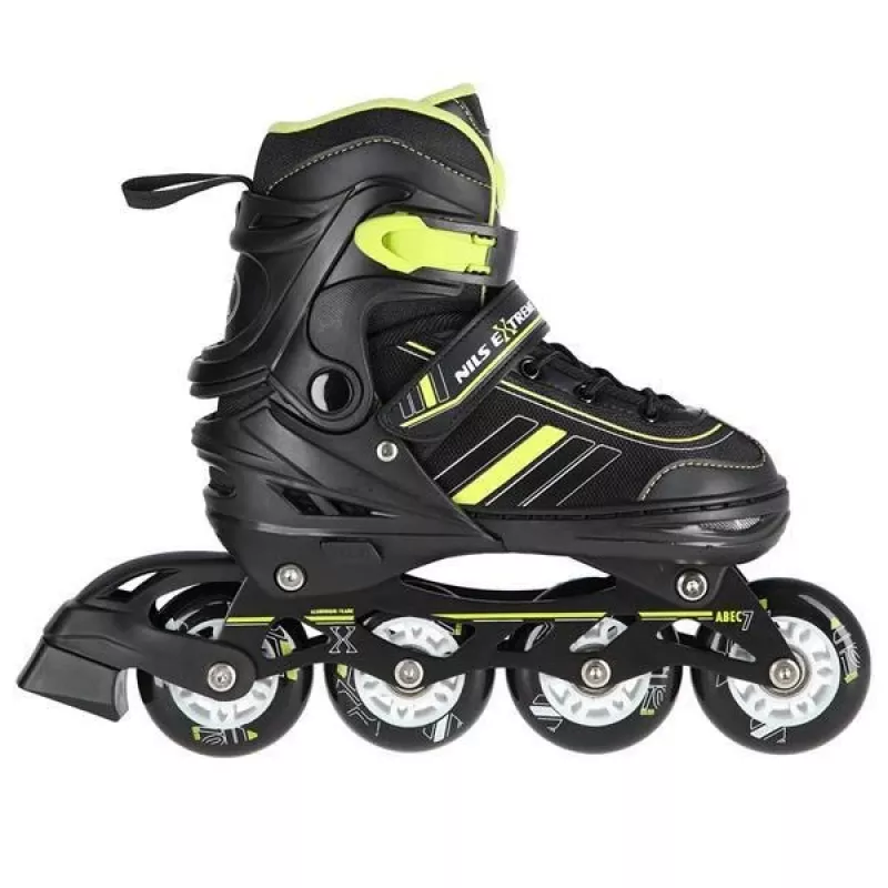 Nils Extreme NH18191 2IN1 Inline Skates BLACK/LIME SIZE. M (34-38) With Interchangeable Hockey Skates