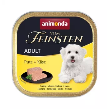 Wet dog food animonda Vom Feinsten Turkey + Cheese 150 g — adult, tray, 10.5% protein, 81% moisture