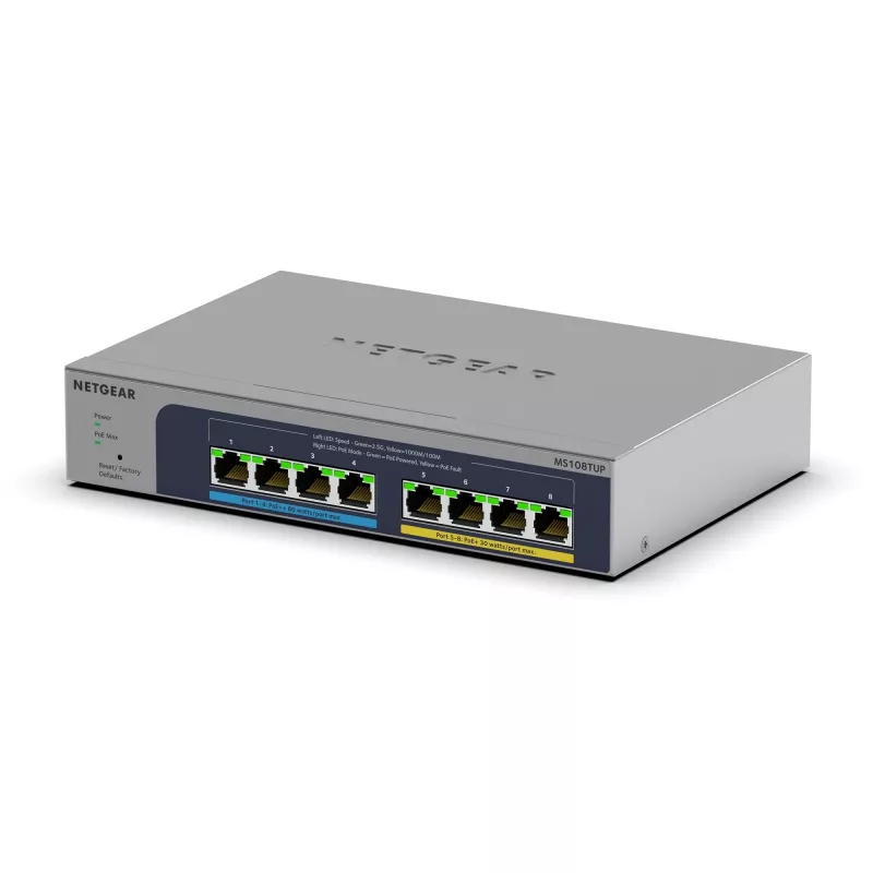 NETGEAR MS108TUP Unmanaged L2 2.5G Ethernet (100/1000/2500) Power over Ethernet (PoE) Grey