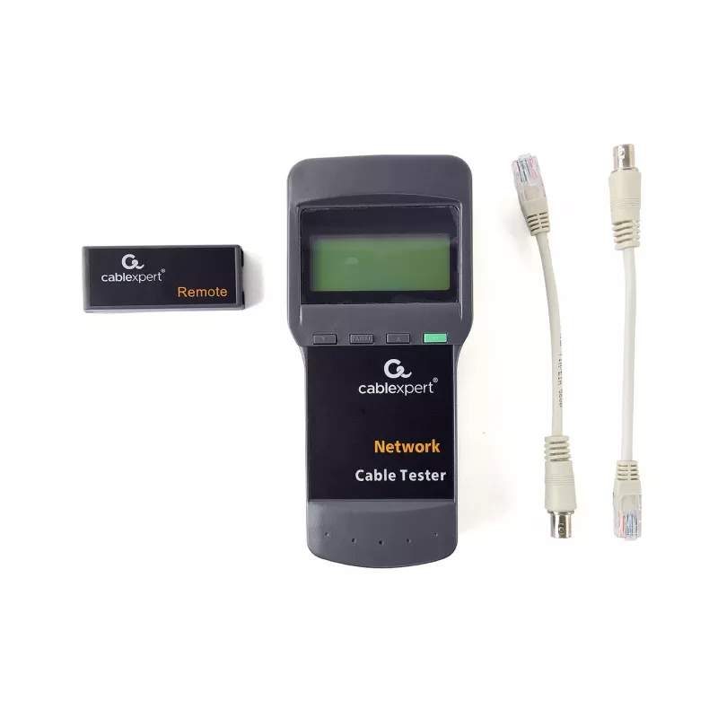Network cable tester GEMBIRD NCT-31 — continuity tester with LCD, RJ-11/RJ-12/RJ-45 support, black